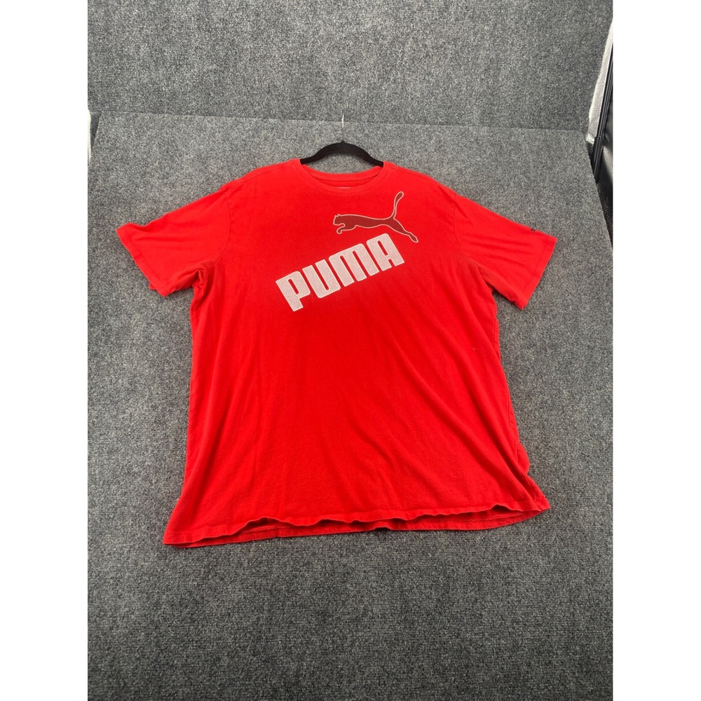 Puma Graphic Logo T-Shirt Mens XXL Red Short Sleeve Cotton Activewear Tee
